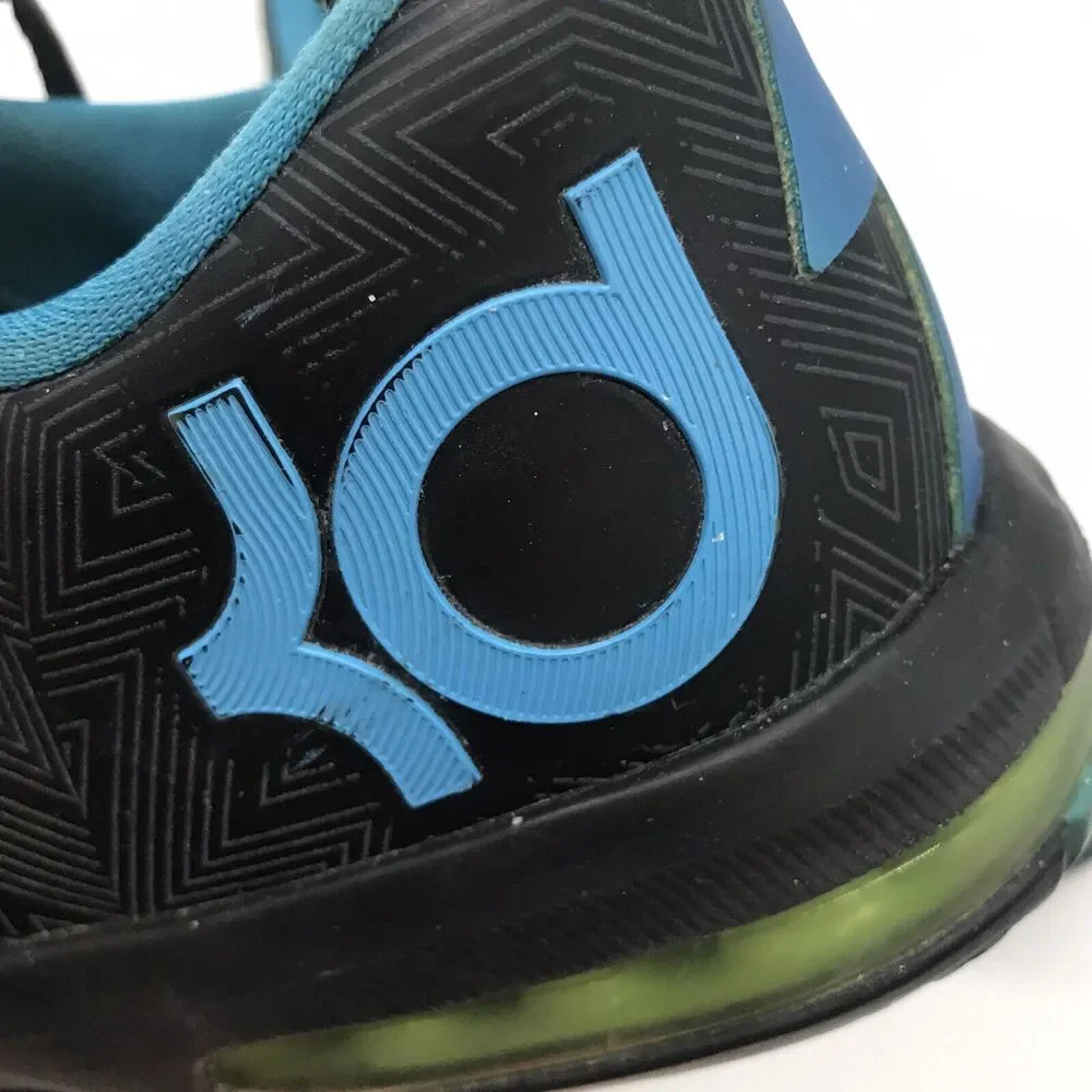 Nike KD VI 6 Athletic Sneakers Youth 5Y Black Volt Blue 599477-006 Kevin Durant